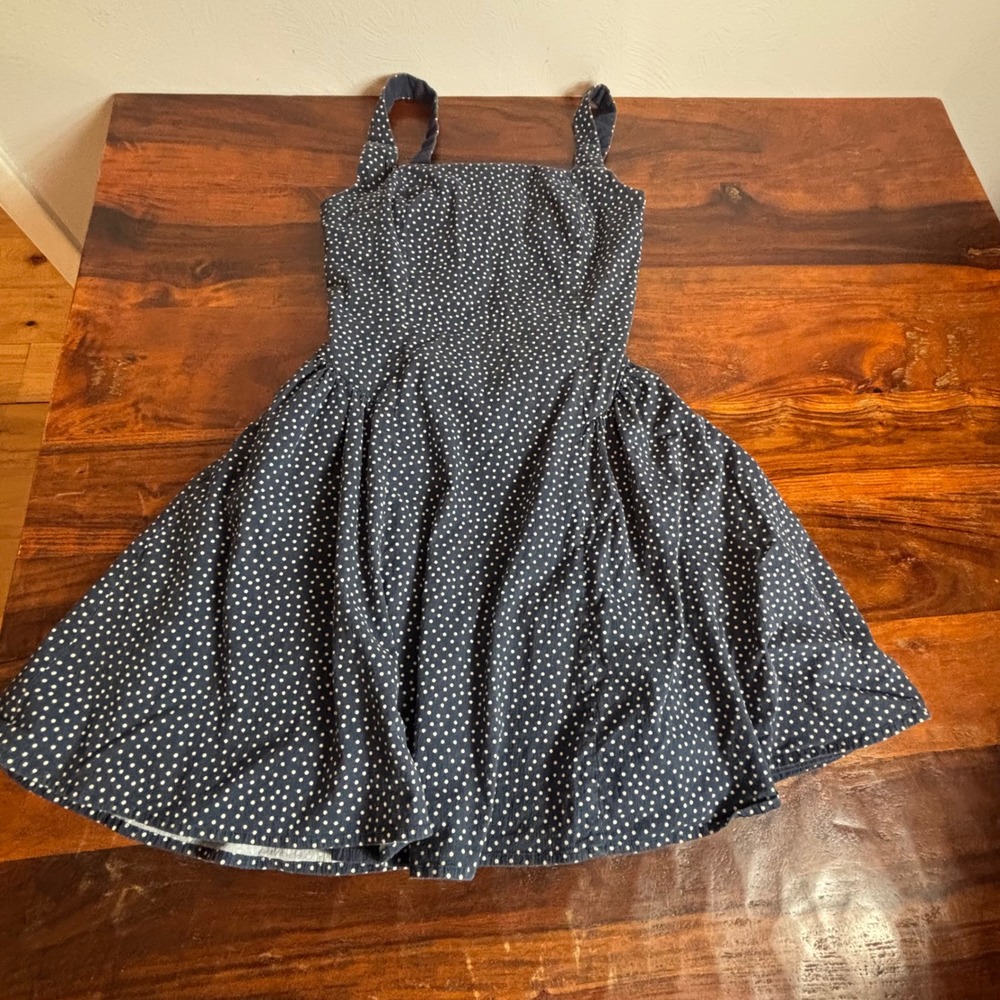 Small Tall Abercrombie & Fitch Navy Blue Polka Dot Mini Dress